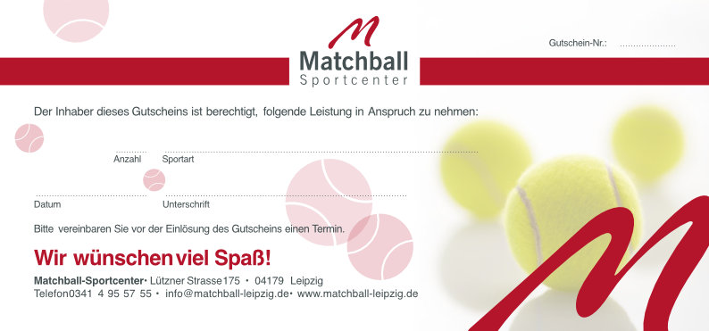 Matchball Sportcenter Leipzig: Spiel-Gutschein Tennis, Squash, Badminton