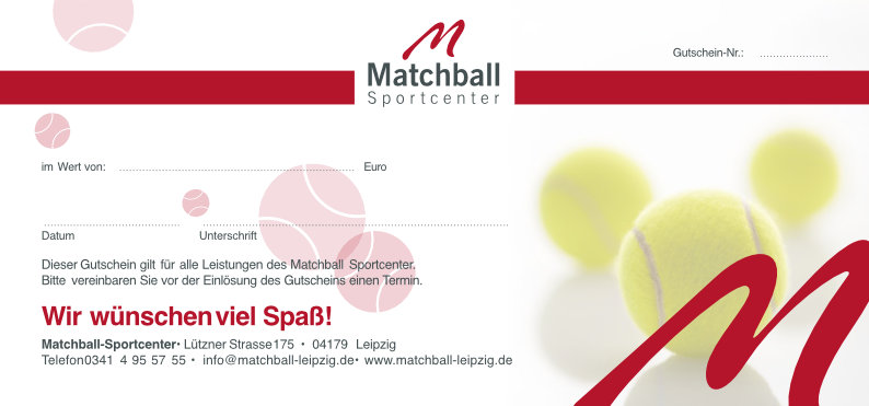 Matchball Sportcenter Leipzig: Wert-Gutschein Tennis, Squash, Badminton - und mehr